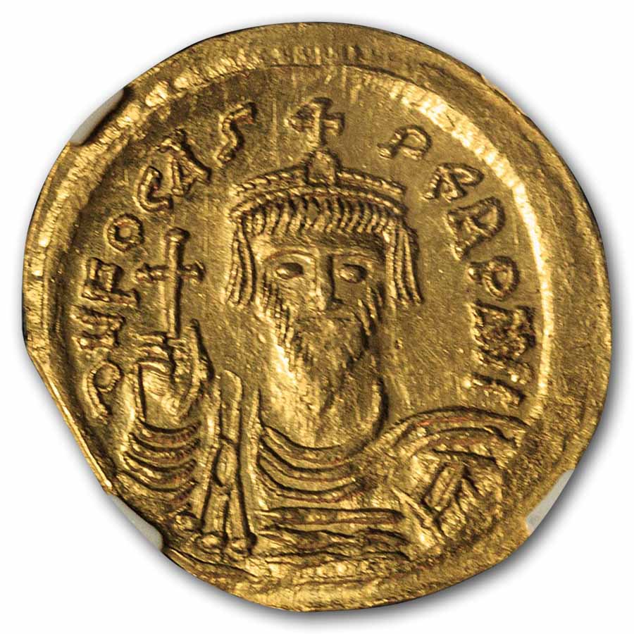 Byzantine Gold Solidus Emperor Phocas (602-610 AD) NGC
