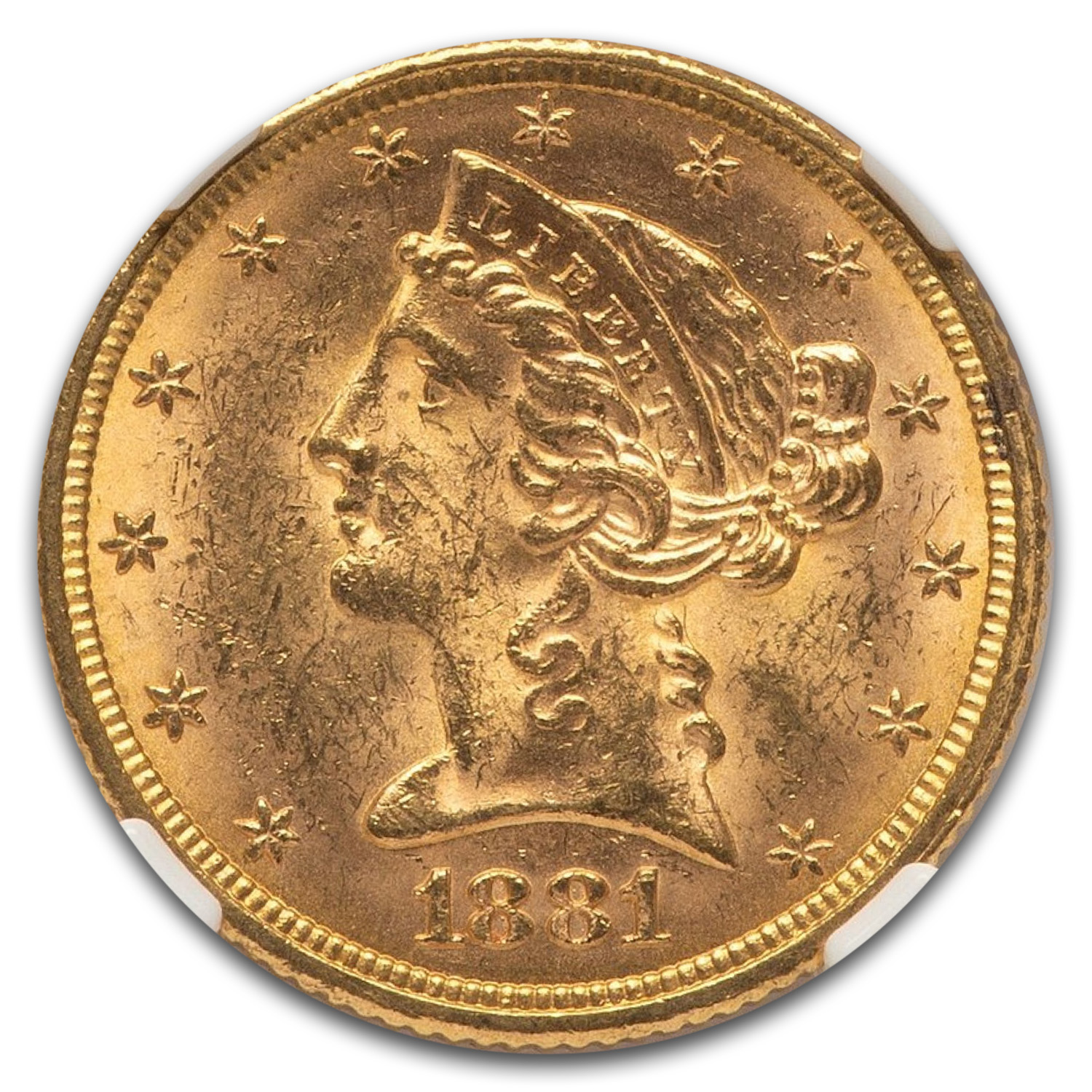 1881 88/88 $5 Liberty Gold Half Eagle MS-63 NGC (VP-002)