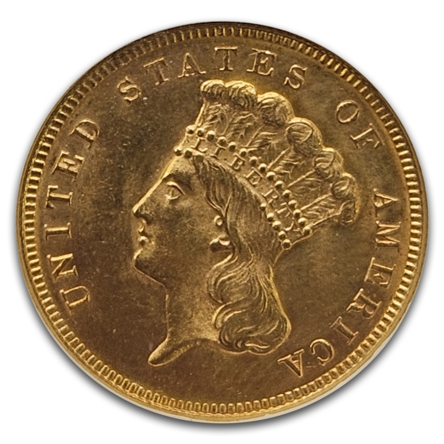 1874 $3 Gold Princess MS-64 NGC CAC