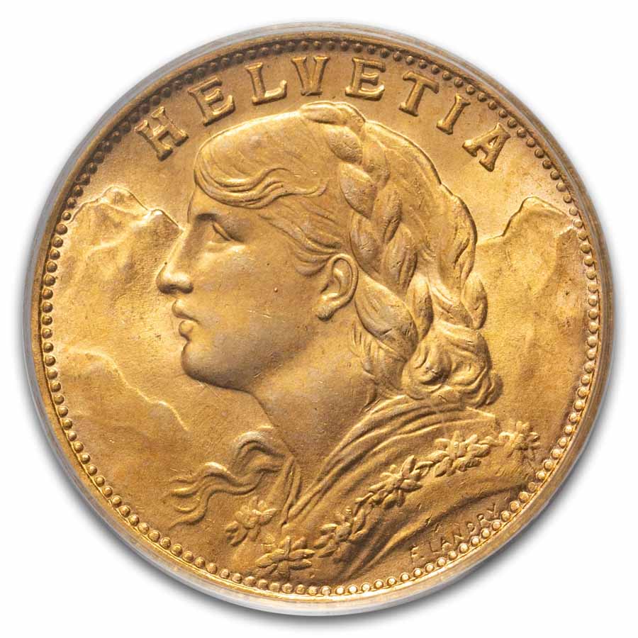 1935-LB Switzerland Gold 20 Francs MS-66 PCGS