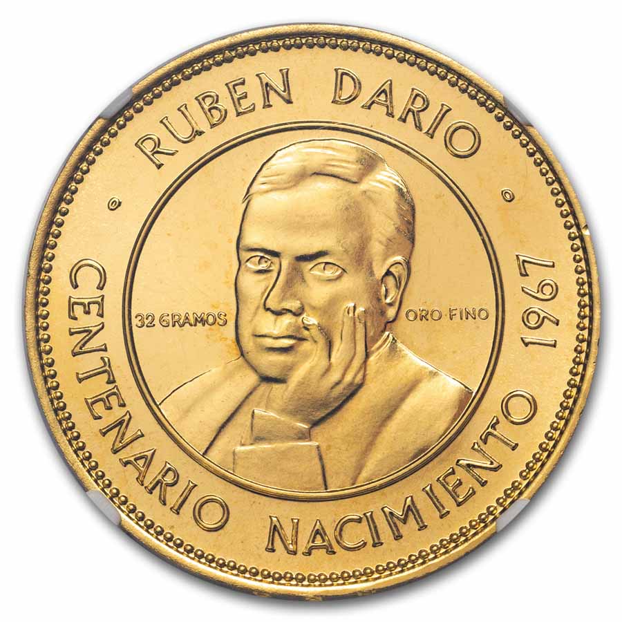 1967 Nicaragua Gold 50 Cordobas MS-69 NGC