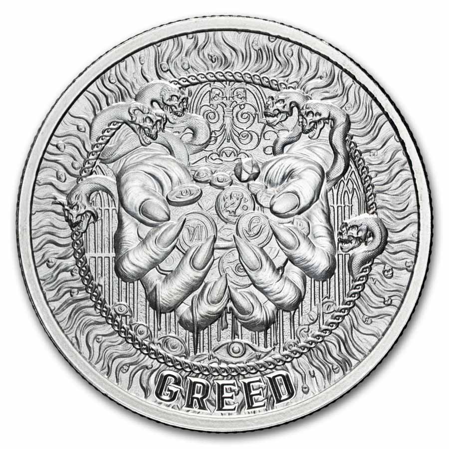 1 oz Silver Round - Greed (Seven Deadly Sins)