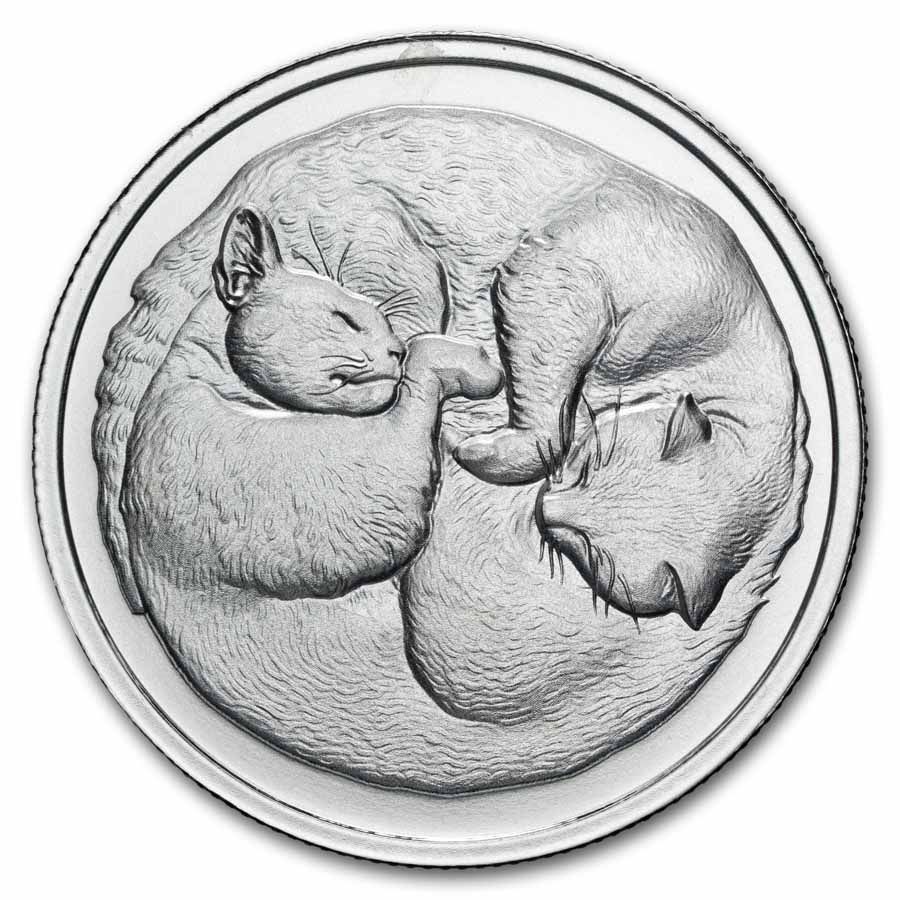 1 oz Silver Round - Two Sleeping Cats (Purrfectly Silver Series)