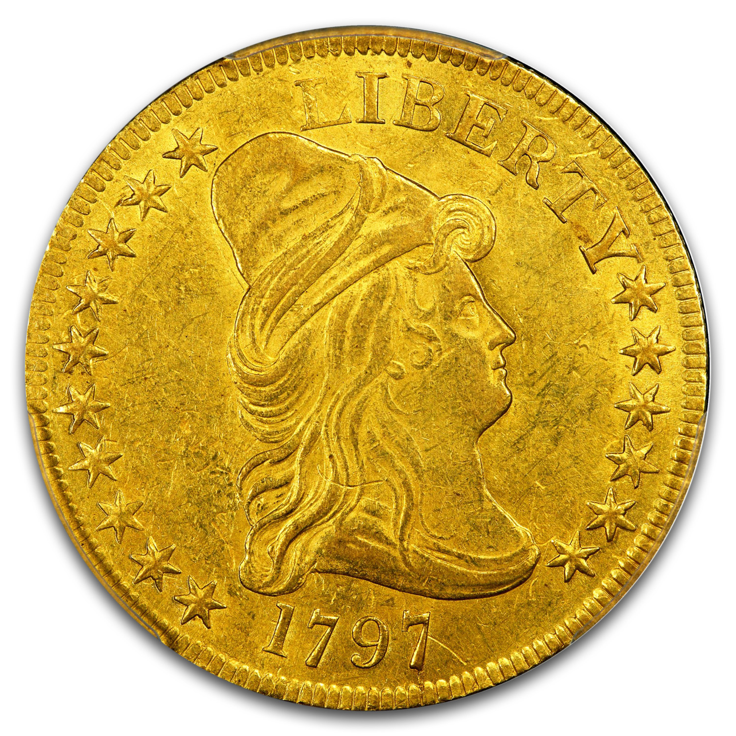 1797 $10 Turban Head Gold Eagle AU-55+ PCGS (Large Eagle)
