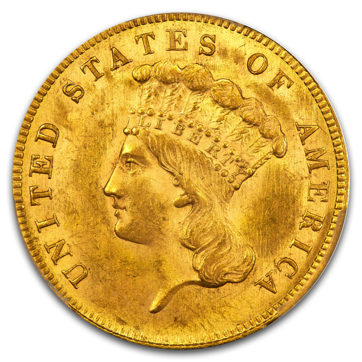 1862 $3 Gold Princess MS-63+ PCGS