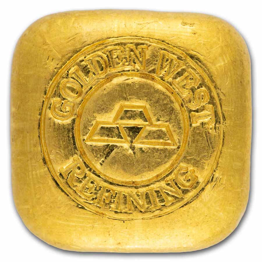 1 oz Gold Square - Golden West Refining (Vintage, Poured)
