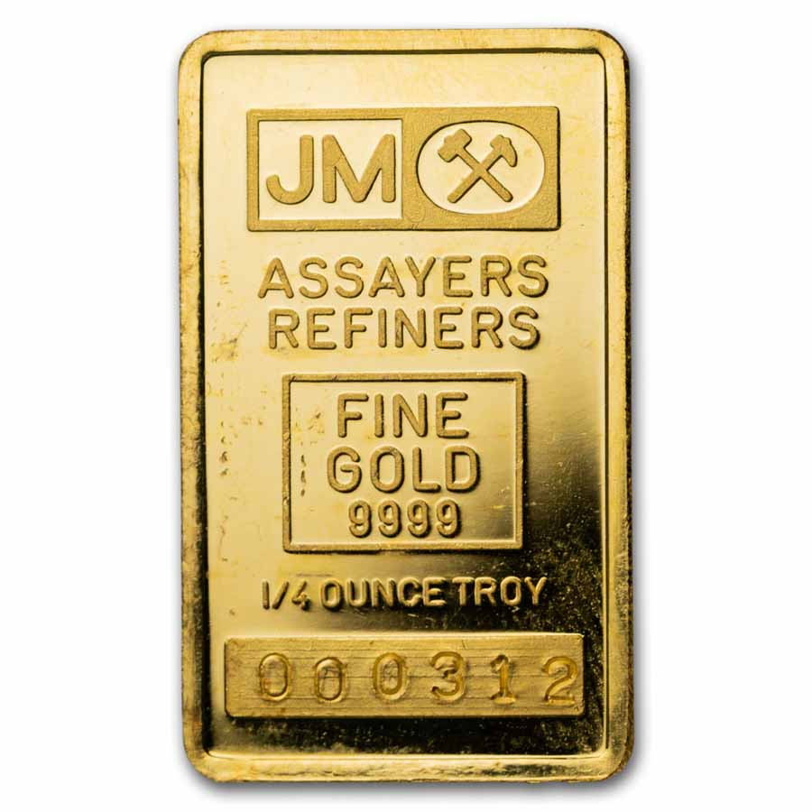 1/4 oz Gold Bar - Johnson Matthey (Plain Back)