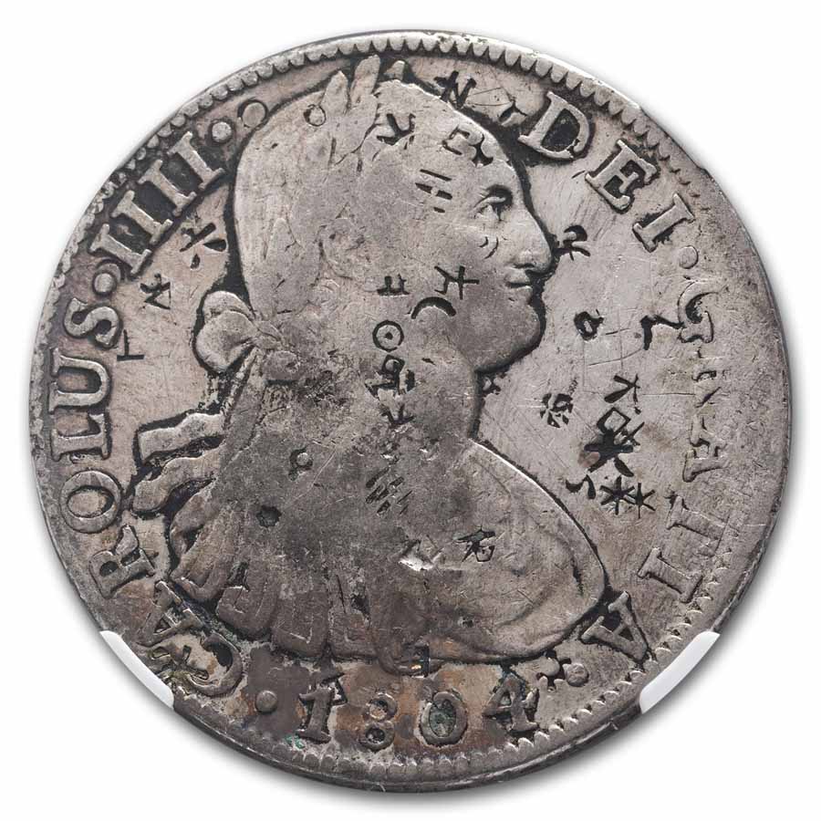 Spanish Empire Silver 8 Reales Bust Type Chopmarked NGC
