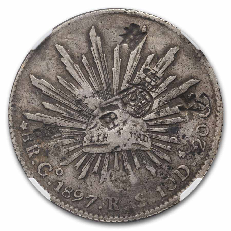 Mexico Silver 8 Reales Cap & Rays Chopmarked NGC