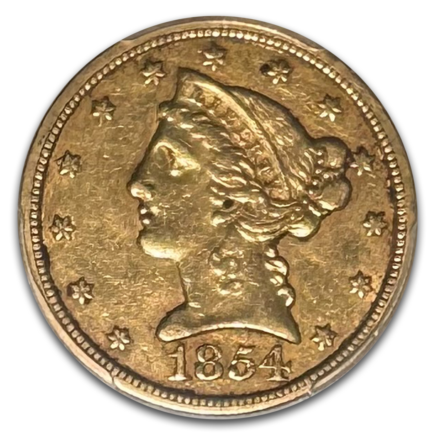 1854-O $5 Liberty Gold Half Eagle XF-45 PCGS