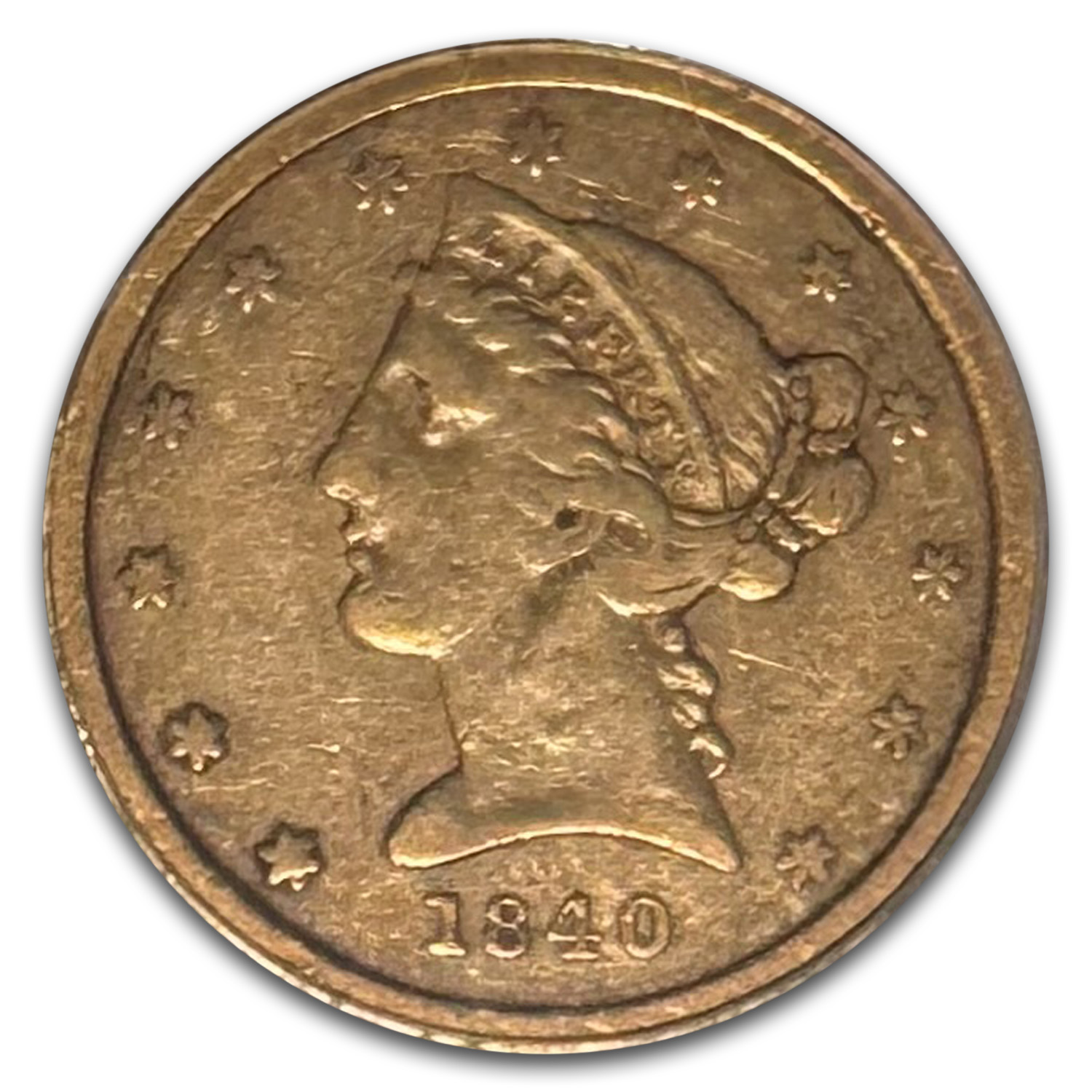 1840-O $5 Liberty Gold Half Eagle VF-25 PCGS