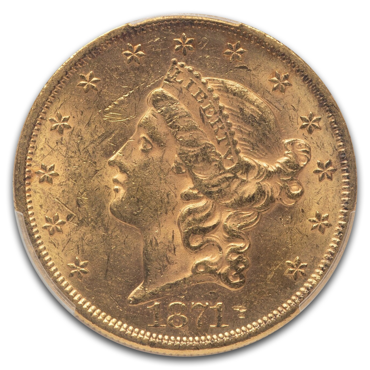 1871 $20 Liberty Gold Double Eagle MS-61 PCGS