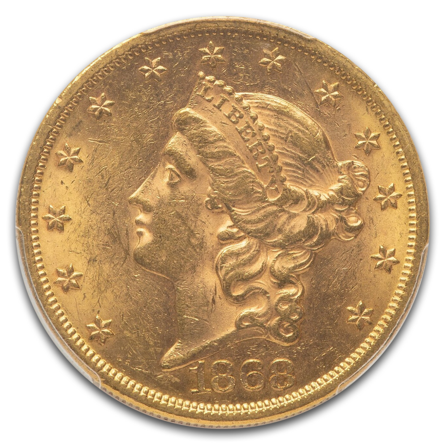 1868 $20 Liberty Gold Double Eagle MS-62 PCGS
