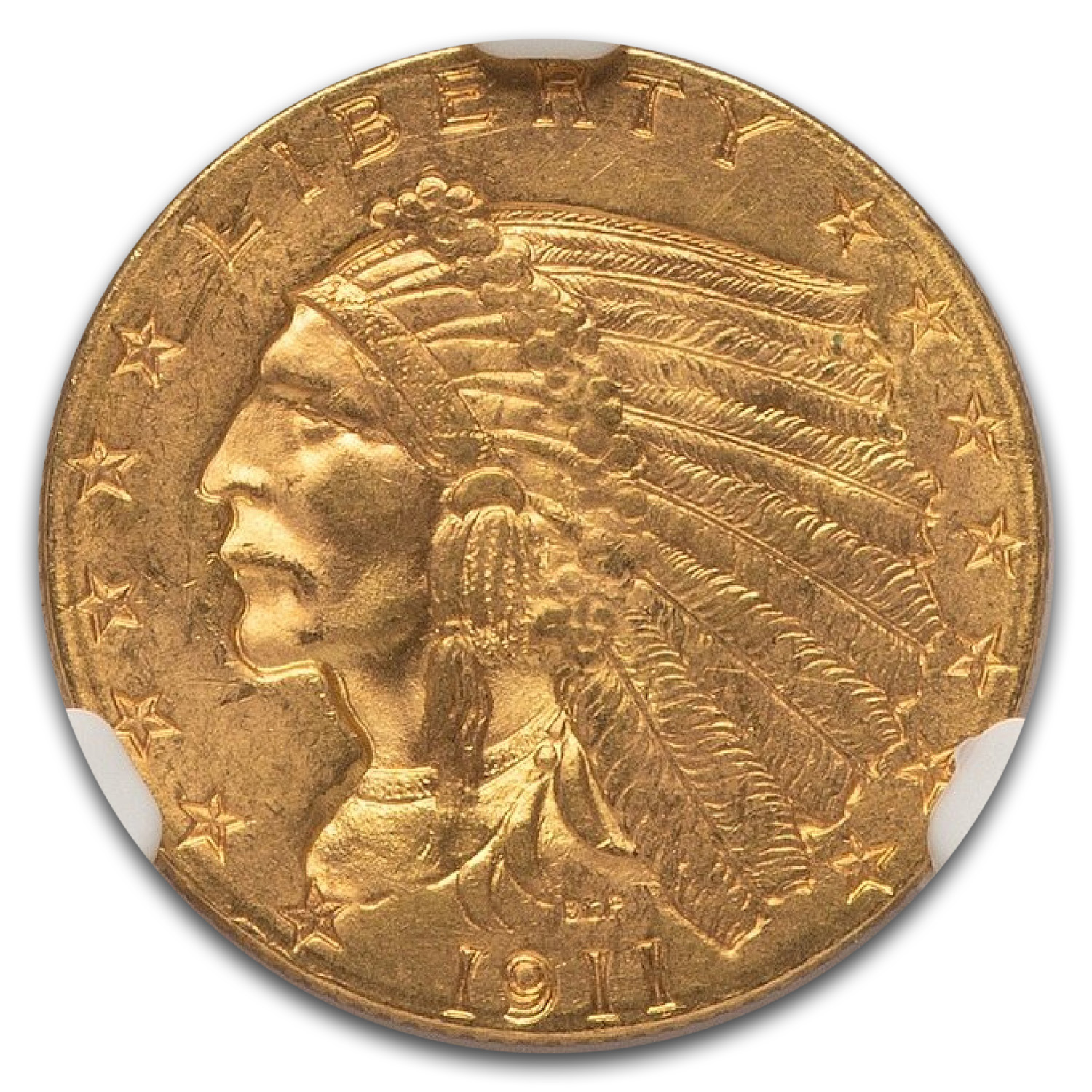 1911 $2.50 Indian Gold Quarter Eagle MS-64+ NGC CAC
