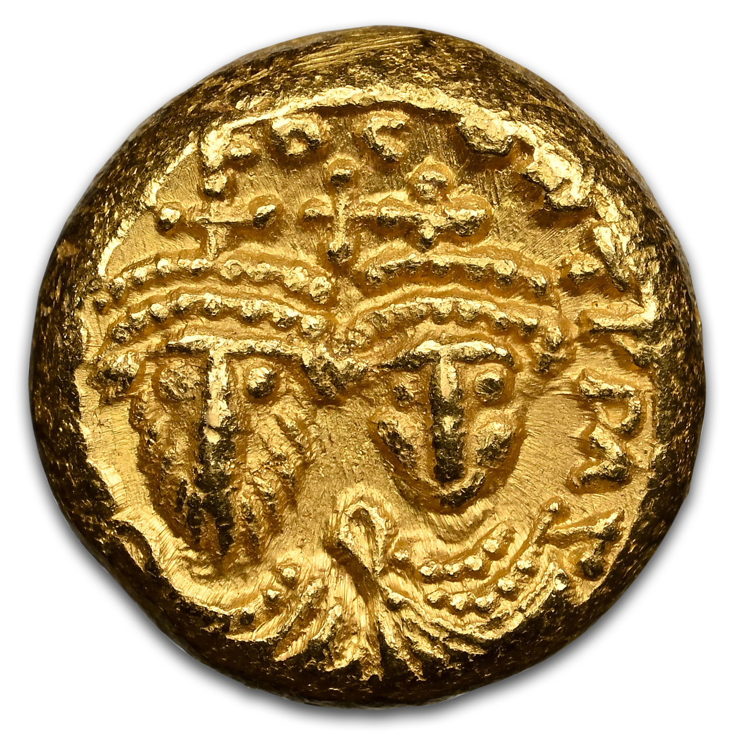Byzantine AV Solidus Heraclius+H.C. (613-641 AD) Ch AU NGC (4/5)