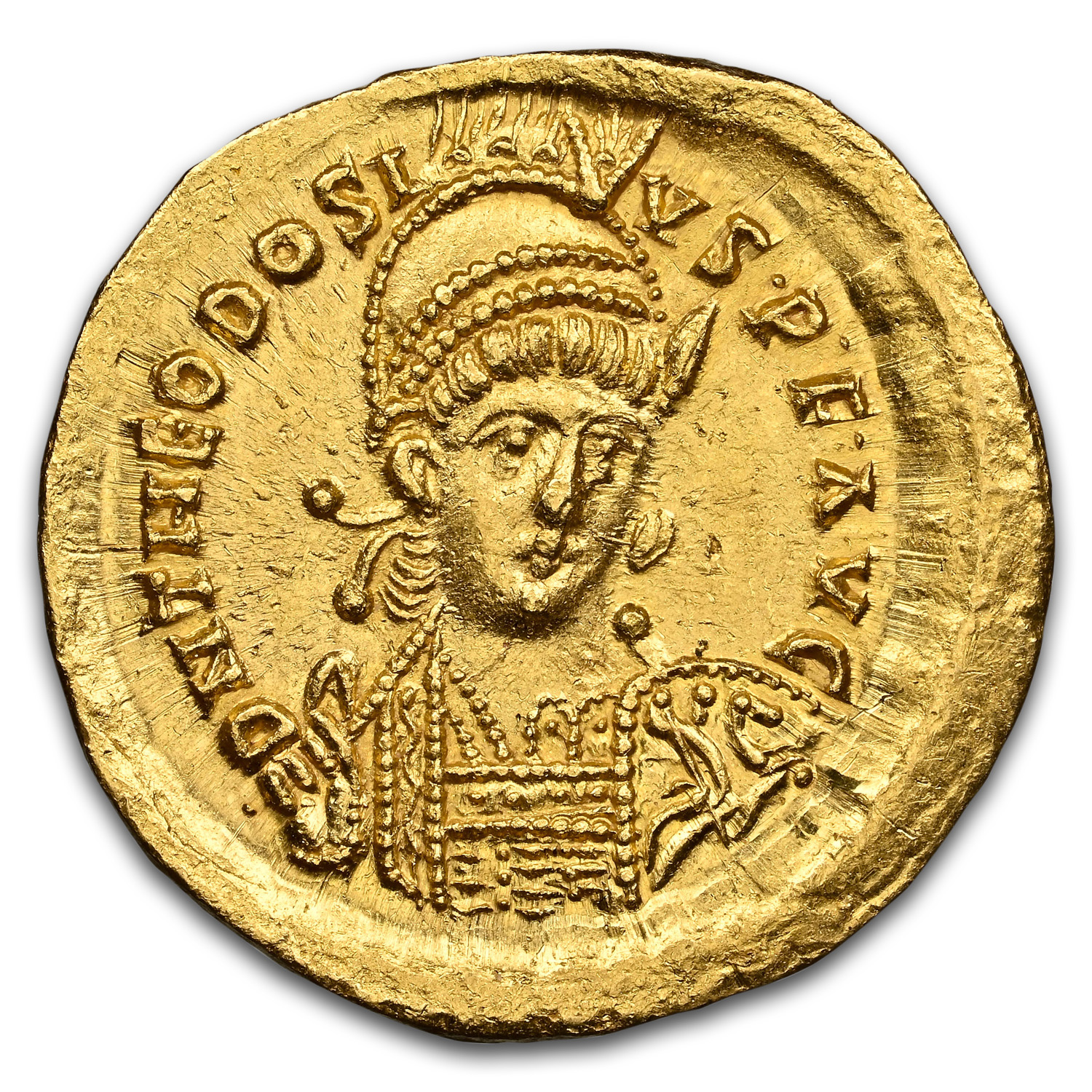 Rome AV Solidus Theodosius II (402-450 AD) MS NGC (5/4)