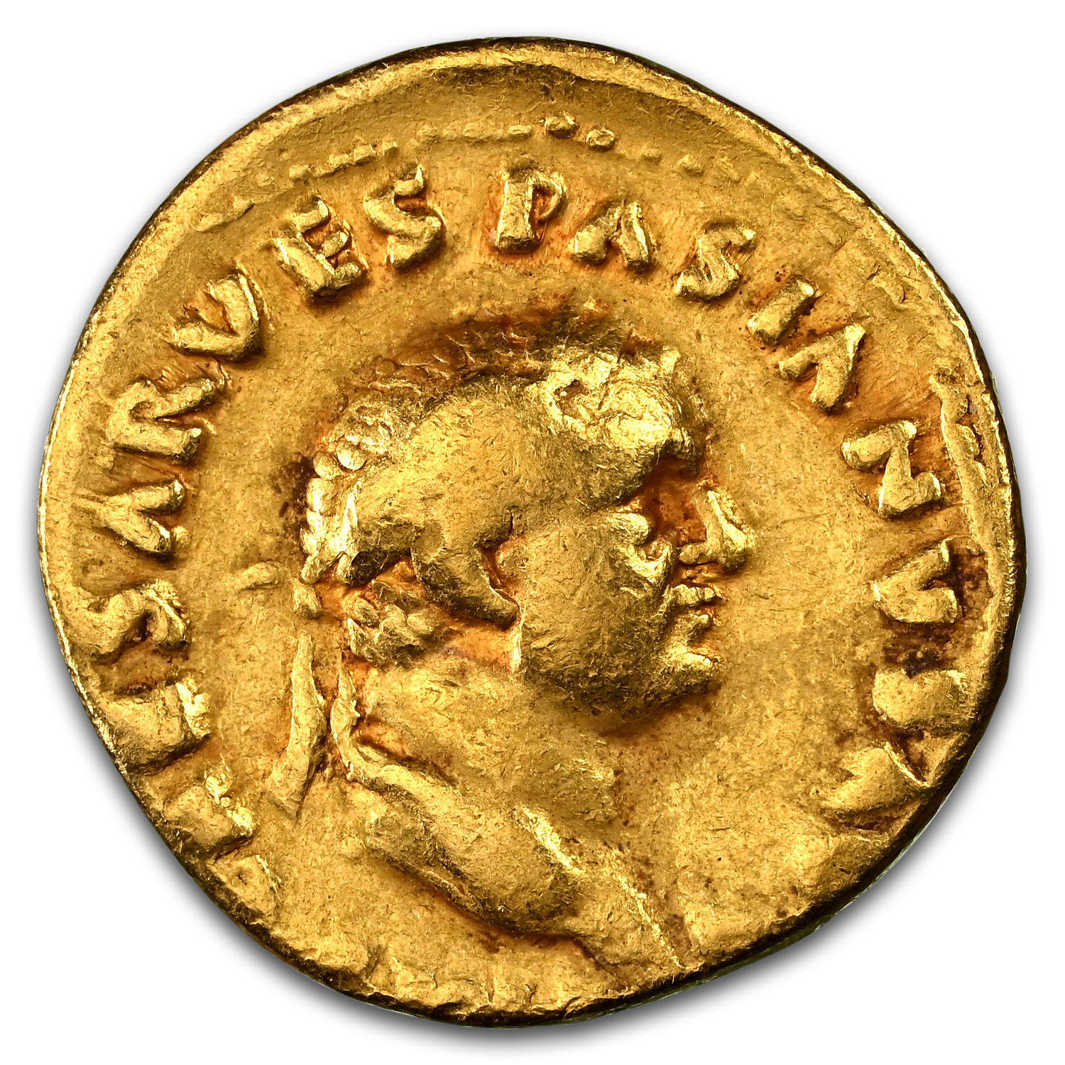 Roman Empire AV Aureus Vespasian 69-79 AD Ch F NGC (Judaea Capta)