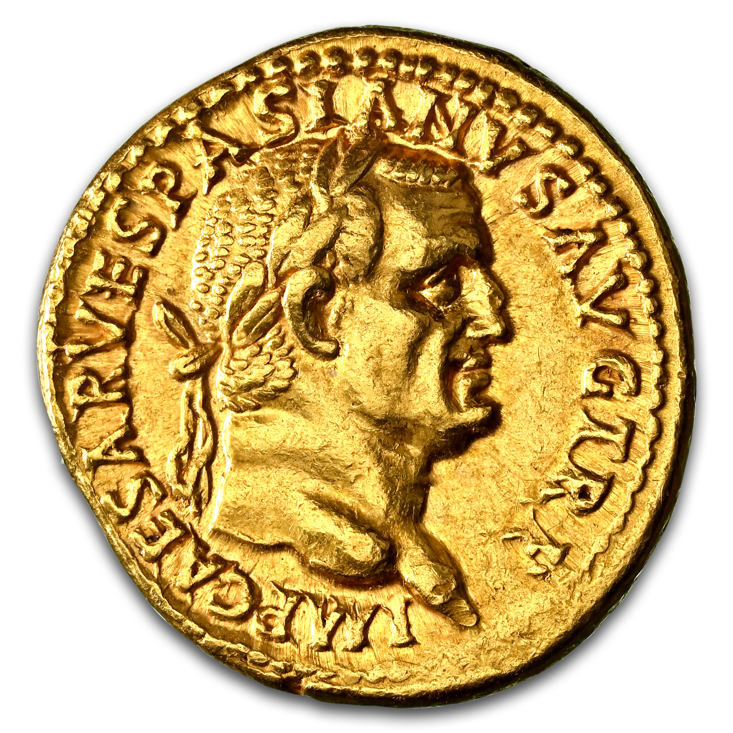Roman Empire AV Aureus Vespasian 69-79 AD CH XF NGC (RIC II 1108)