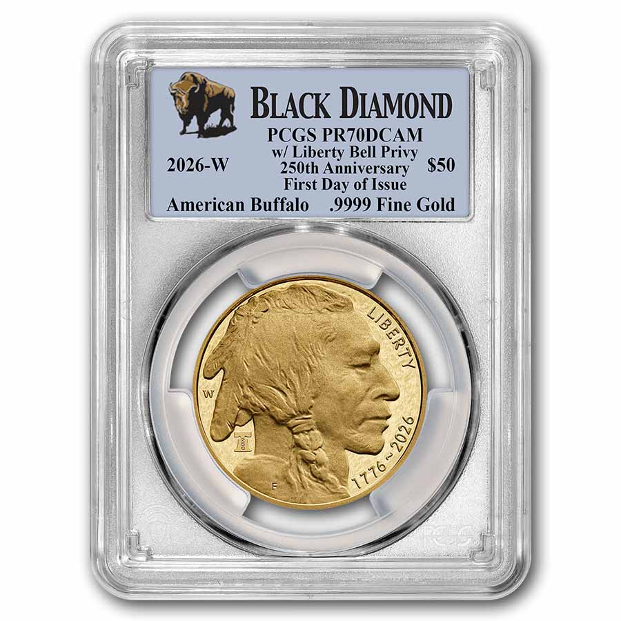 2026-W 1 oz Proof Gold Buffalo Dual Date PR-70 PCGS (FDI, Black)