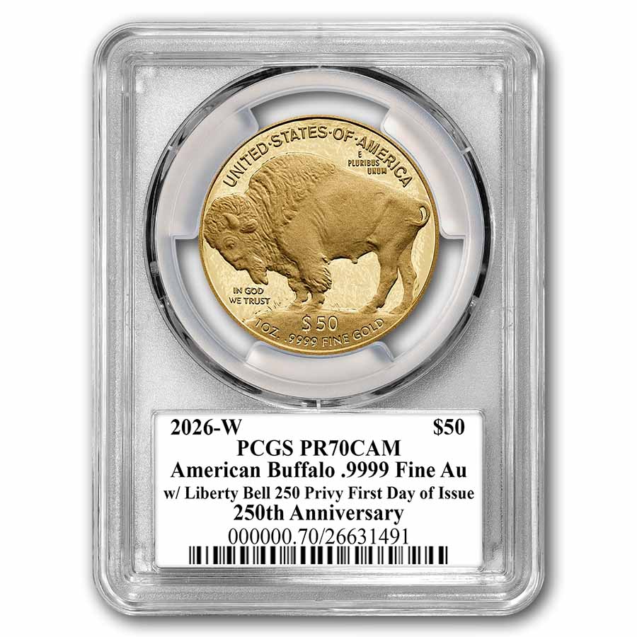 2026-W 1 oz Proof Gold Buffalo Dual Date PR-70 PCGS (FDI, 250th)