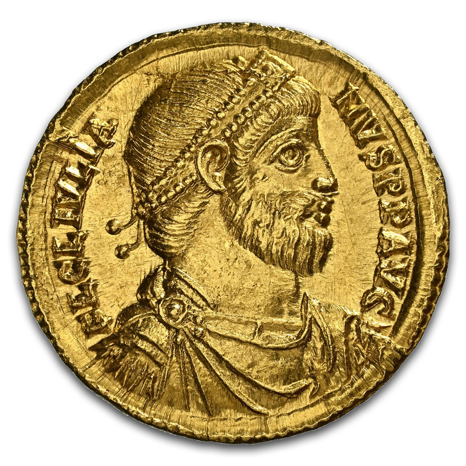 Roman AV Solidus Julian II (360-363 AD) Ch AU NGC (5/4, RIC 195)