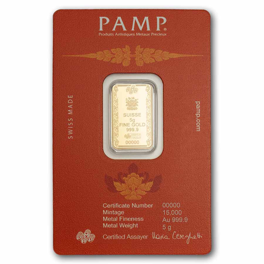 5 gram Gold Bar - PAMP Suisse (Buddha)