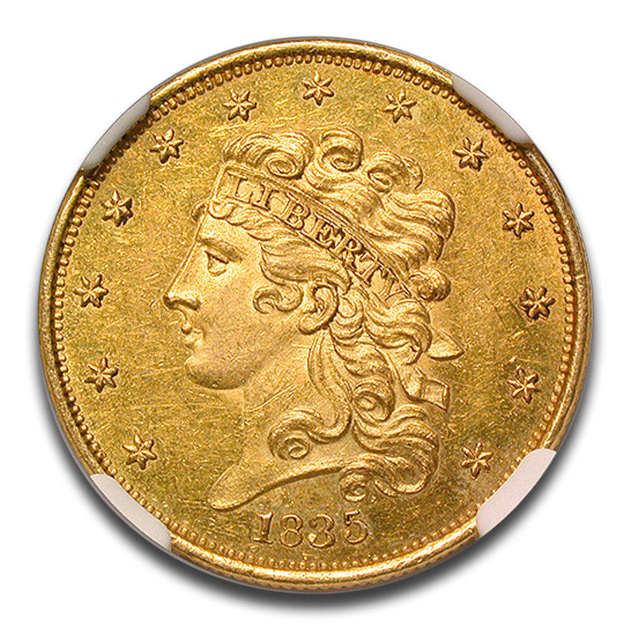 1835 $5 Gold Classic Head Half Eagle MS-62+ NGC