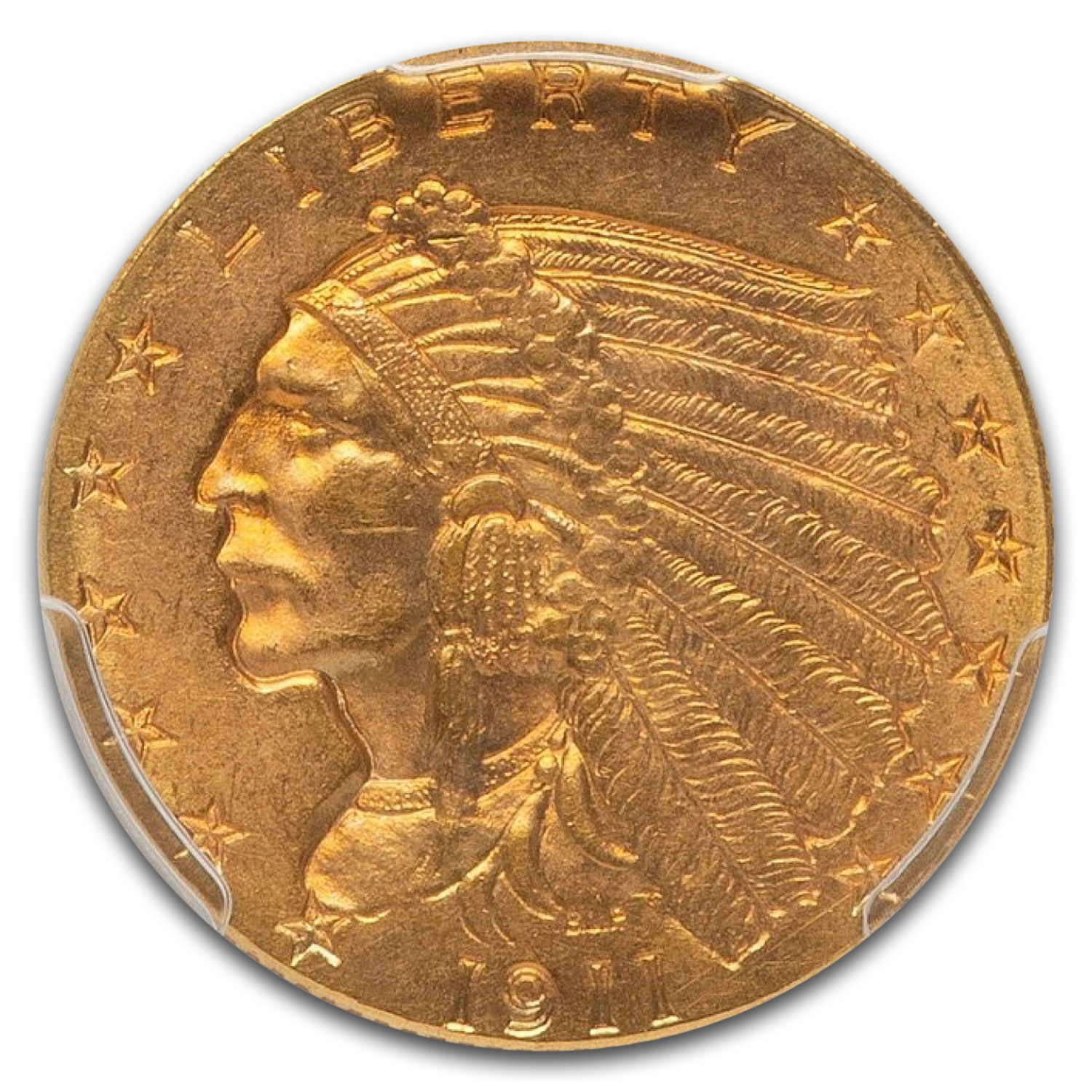 1911-D $2.50 Indian Gold Quarter Eagle MS-64+ PCGS