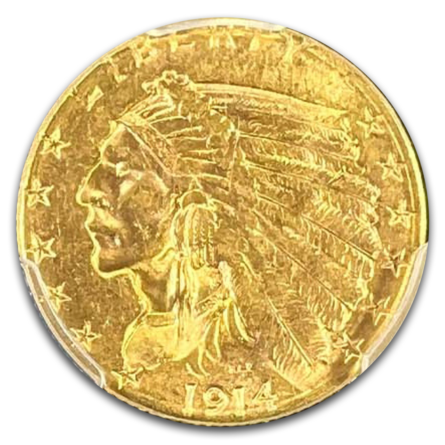 1914-D $2.50 Indian Gold Quarter Eagle MS-62+ PCGS