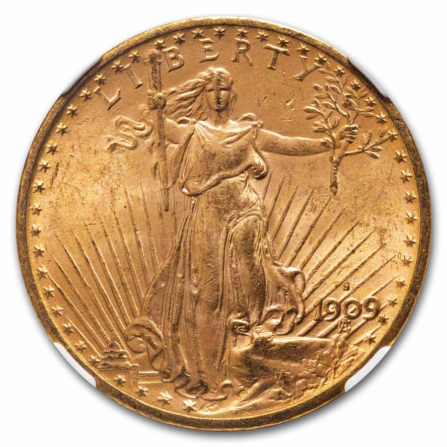 1909-S $20 St Gaudens Gold Double Eagle MS-63 NGC