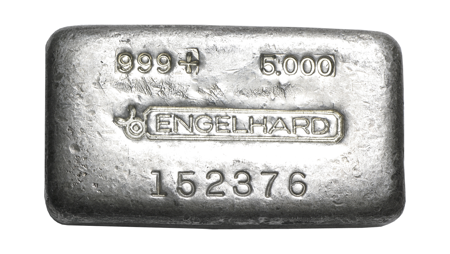 5 oz Silver Bar - Engelhard (Poured/Bull Logo)