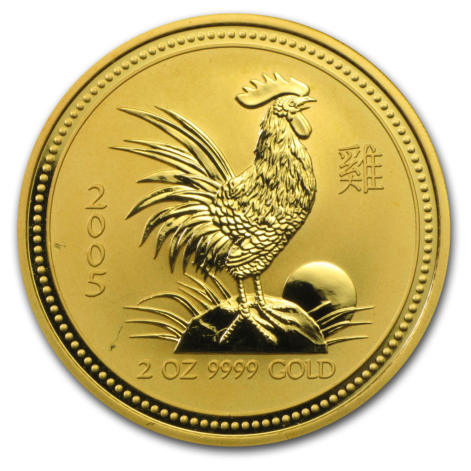 2005 Australia 2 oz Gold Lunar Rooster BU (Series I)