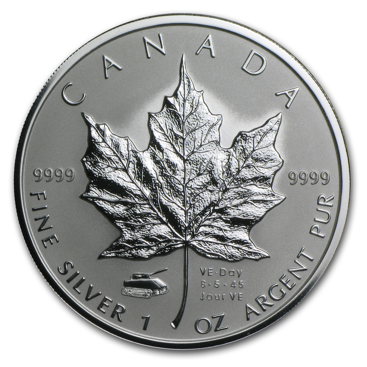 2005 Canada 1 oz Silver Maple Leaf VE-Day Tank Privy