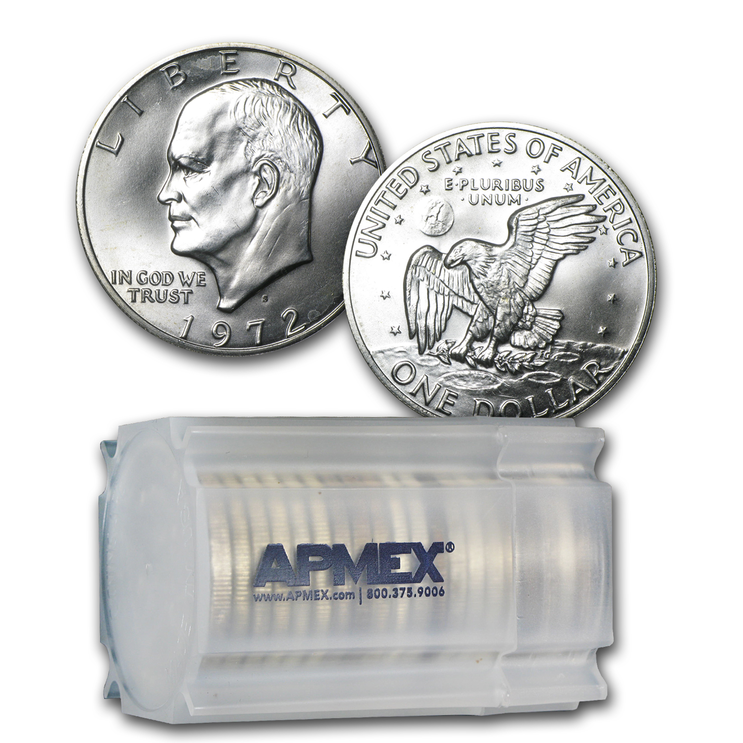 1972-S 40% Silver Eisenhower Dollars 20-Coin Roll BU