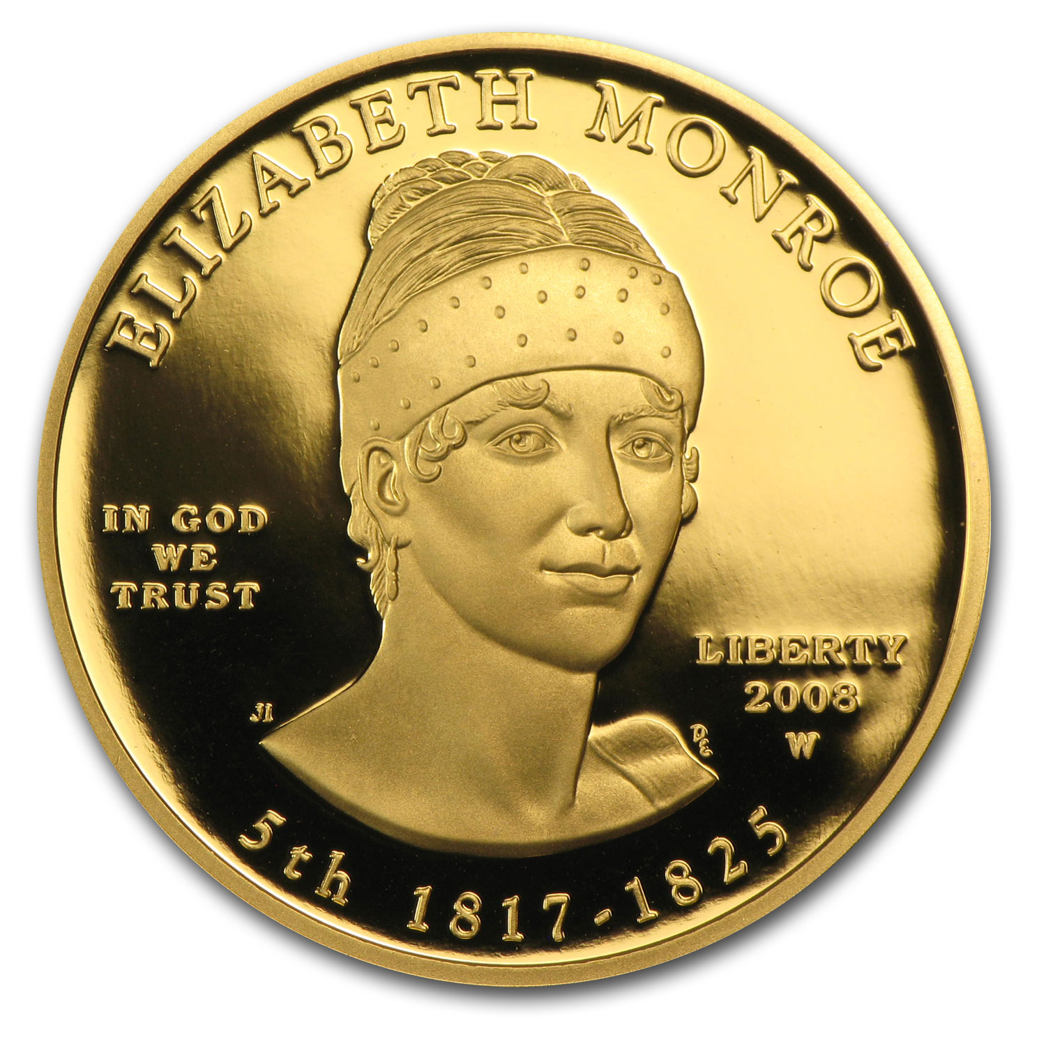 2008-W 1/2 oz Proof Gold Elizabeth Monroe (w/Box & COA)
