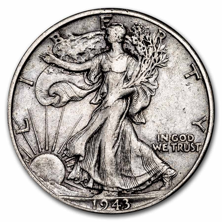 90% Silver Walking Liberty Halves $10 20-Coin Roll XF