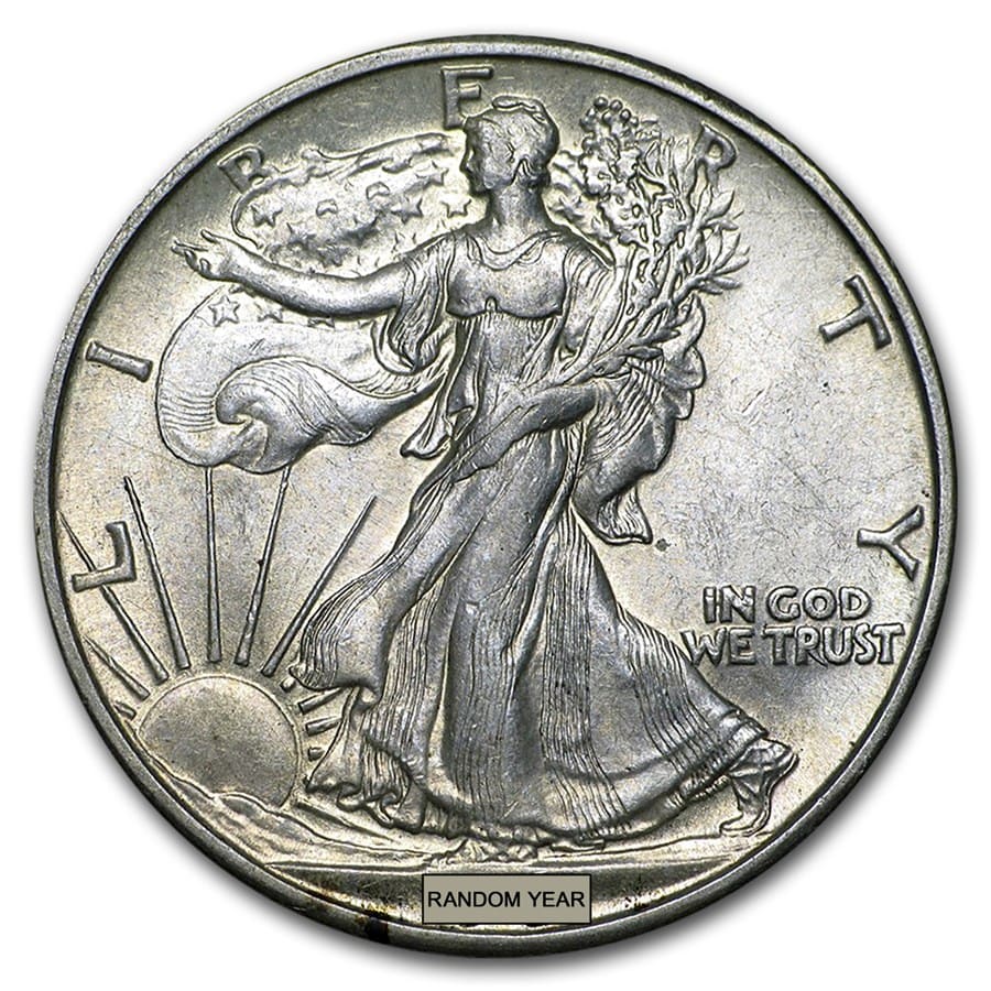 90% Silver Walking Liberty Halves $10 20-Coin Roll AU