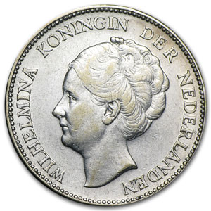 1922-1944 Netherlands Silver Gulden Avg Circ (ASW .2315)