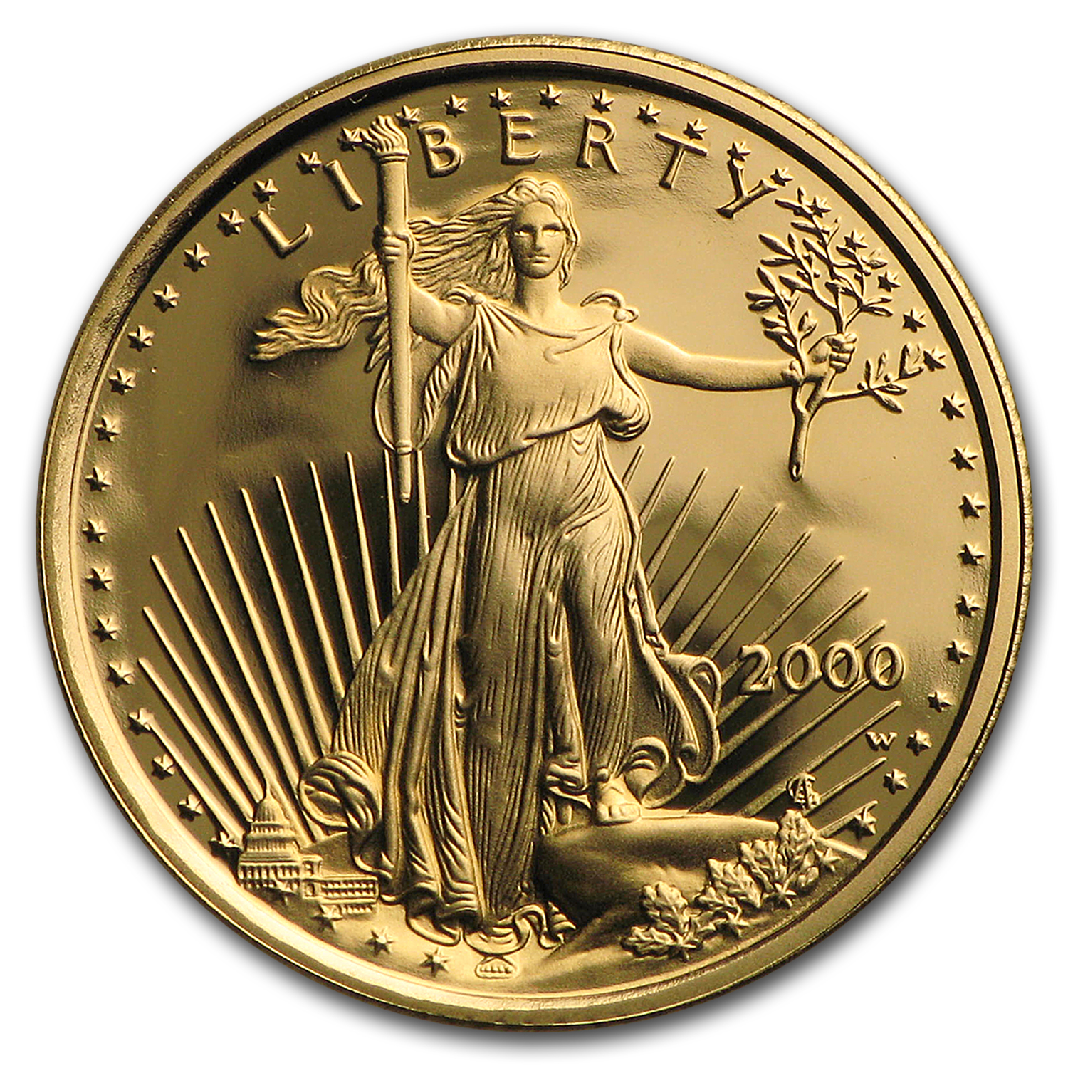 2000-W 1/10 oz Proof American Gold Eagle (w/Box & COA)