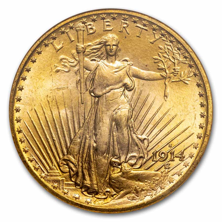 1914-S $20 St Gaudens Gold Double Eagle MS-65 NGC
