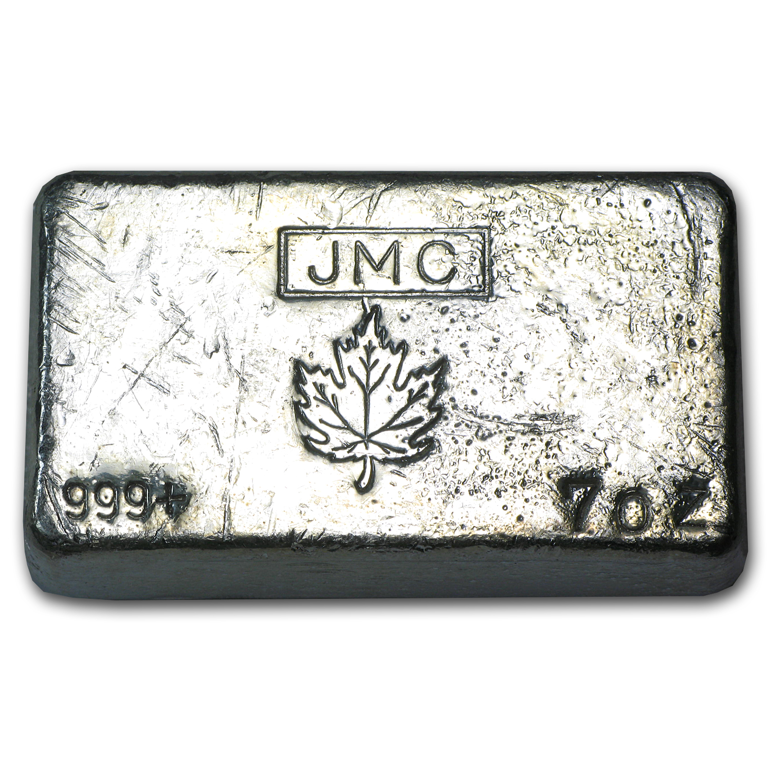 7 oz Silver Bar - Johnson Matthey Canada (Poured, Maple Leaf)