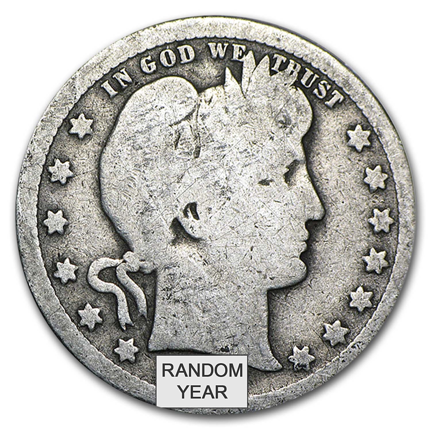 90% Silver Barber Quarters 40-Coin Roll Good/Better