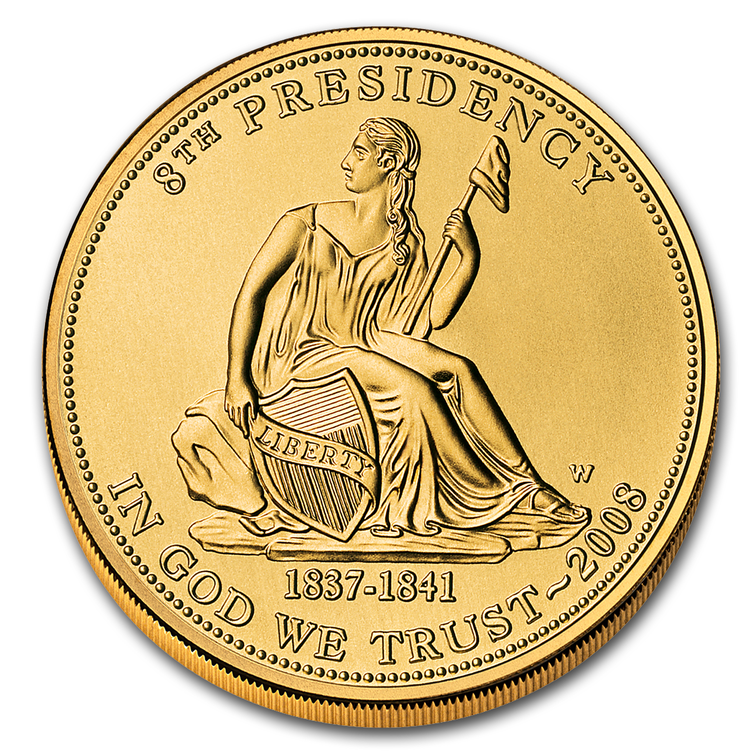 2008-W 1/2 oz Gold Van Buren's Liberty BU (w/Box & COA)