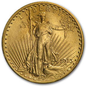 1913 $20 St Gaudens Gold Double Eagle AU