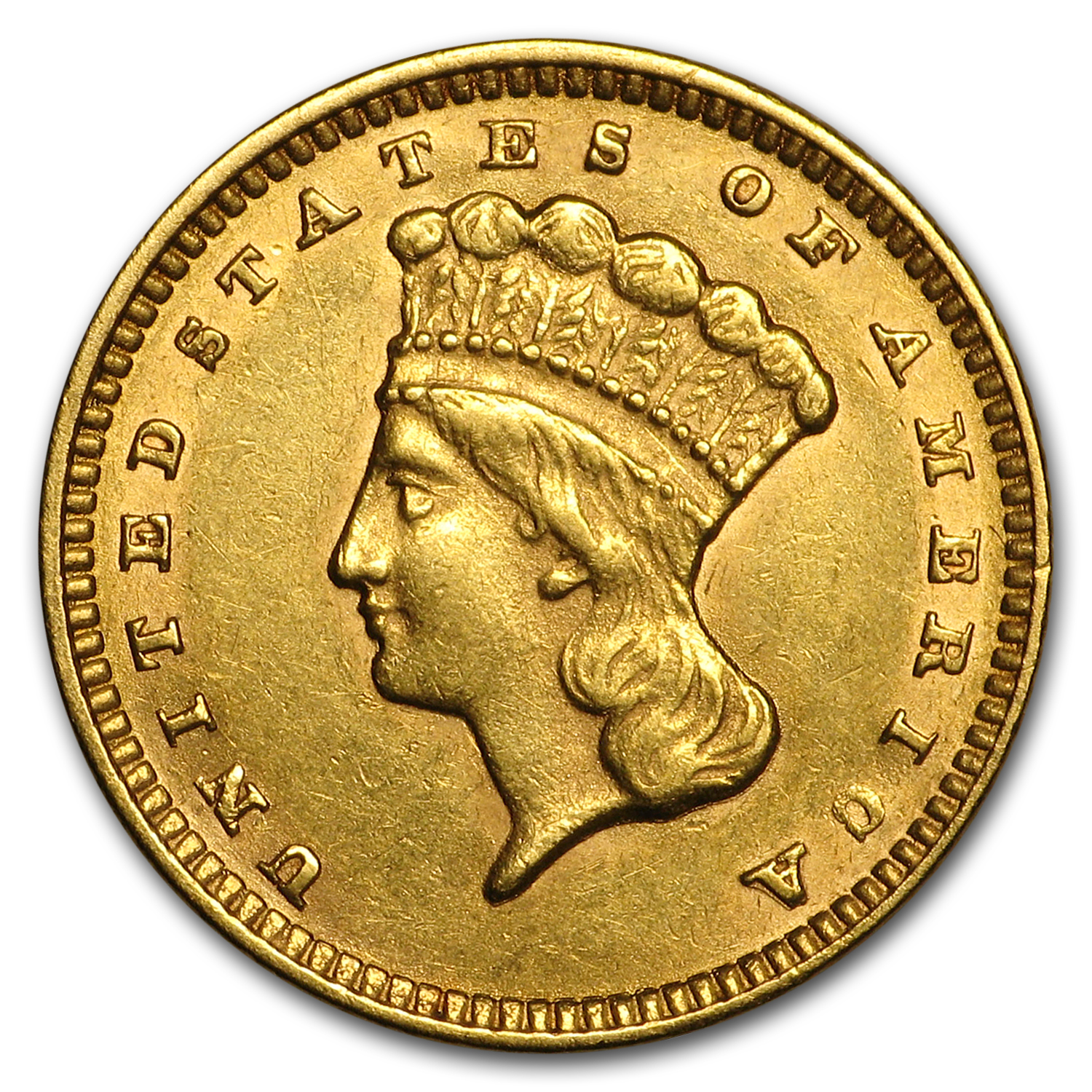 1874 $1 Indian Head Gold Dollar AU