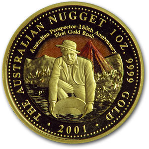 2001 Australia 1 oz Proof Gold Nugget (150th Anniversary)