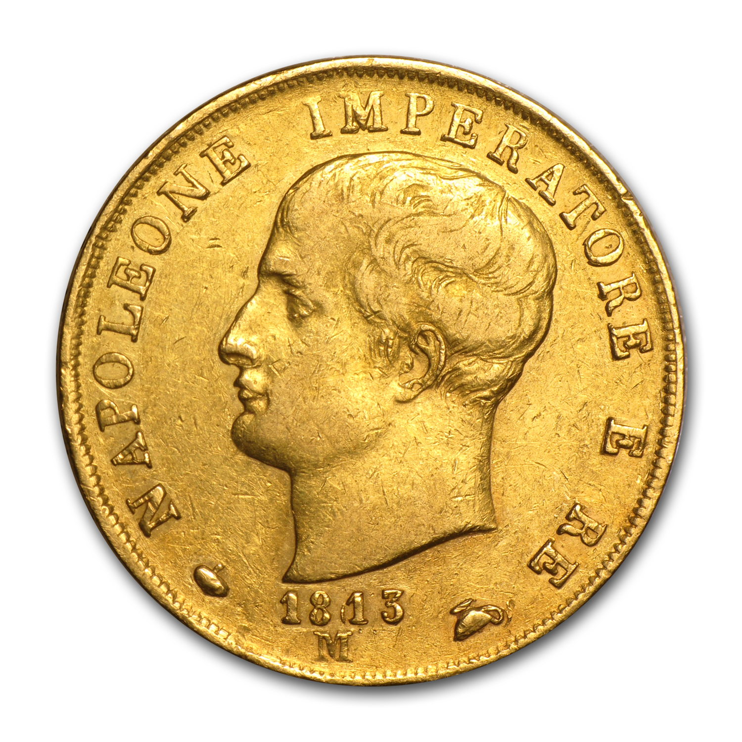 1807-1814 Italy Gold 40 Lire Napoleon I Avg Circ