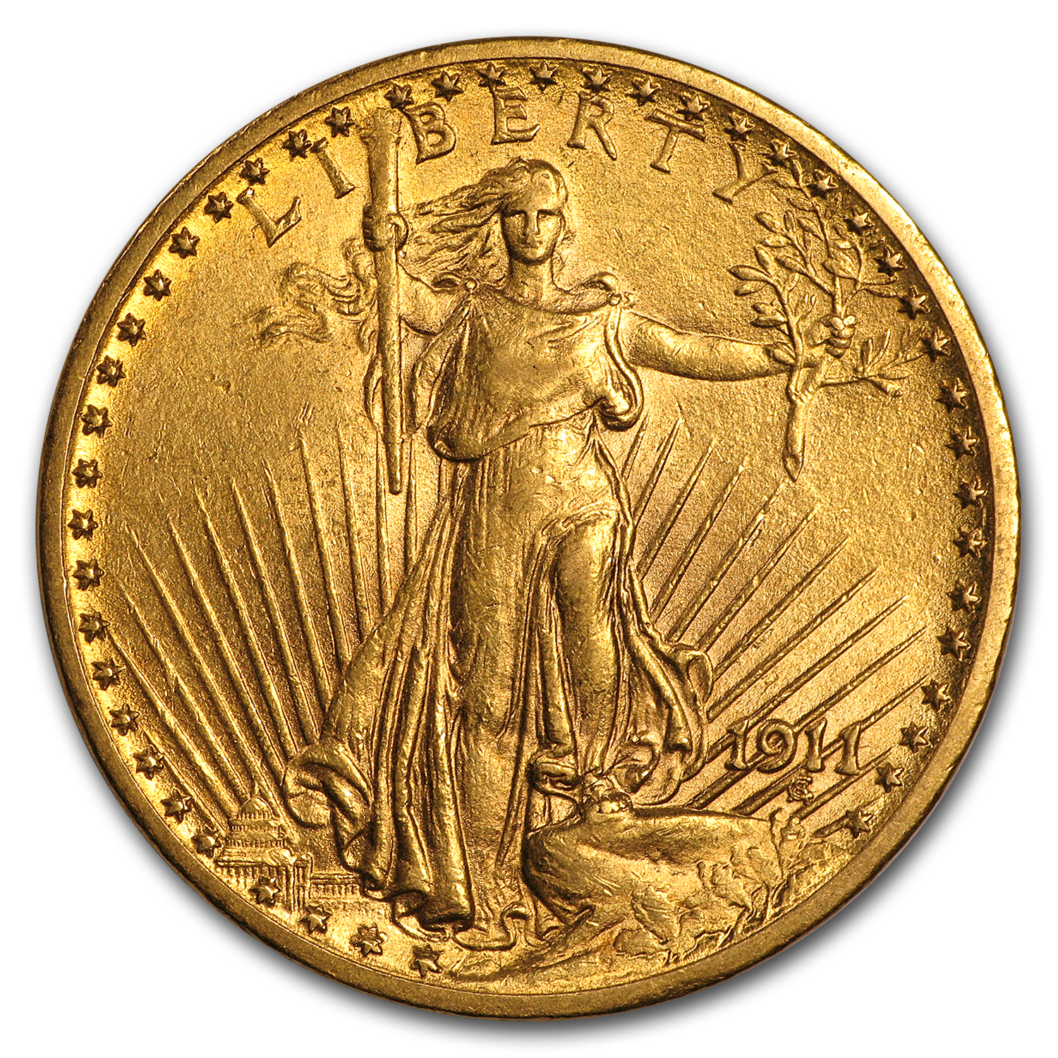 1911 $20 St Gaudens Gold Double Eagle AU