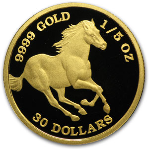2010 Tuvalu 1/5 oz Gold Horse Proof