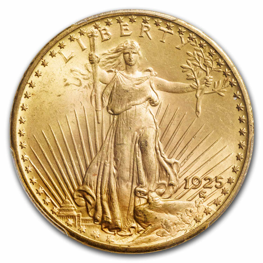 1925 $20 St Gaudens Gold Double Eagle MS-66 PCGS
